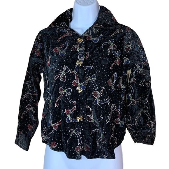 ‎Vintage Rayna Morgan long sleeve bow print button down top - Picture 1 of 9